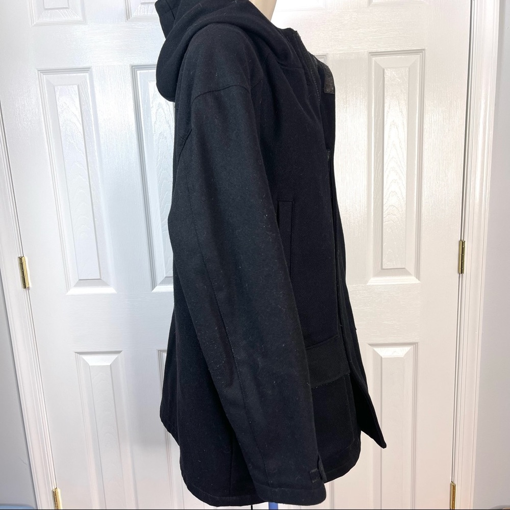 J.Crew Men’s WOOL car coat Black zip front Velcro closure heavy jacket XL WINTER - Picture 10 of 11